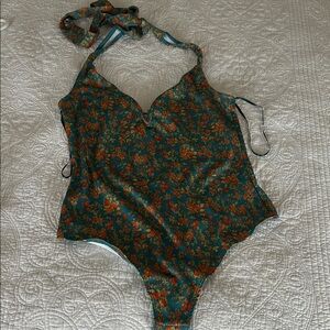 Free people floral V neck bodysuit